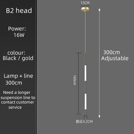 Suspension LED dorée et noire design moderne pour salon et escalier