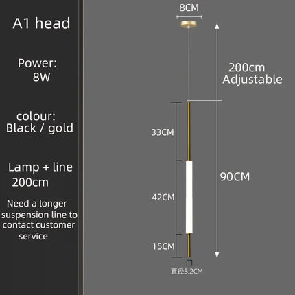Suspension LED dorée et noire design moderne pour salon et escalier