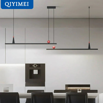 Suspension LED noire en aluminium pour salle à manger, lumière chaude et design nordique