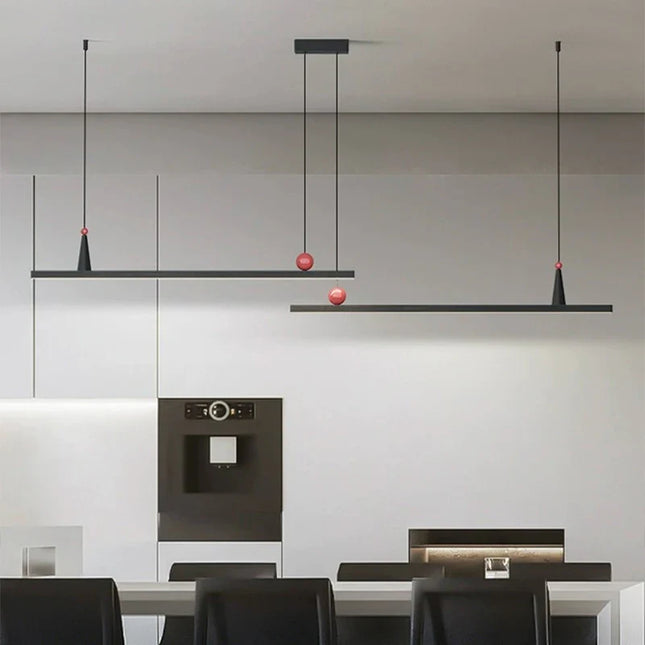Suspension LED noire en aluminium pour salle à manger, lumière chaude et design nordique