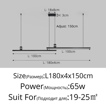 Suspension LED Minimaliste Moderne en Métal, Luminaire Suspendu pour Table et Bar
