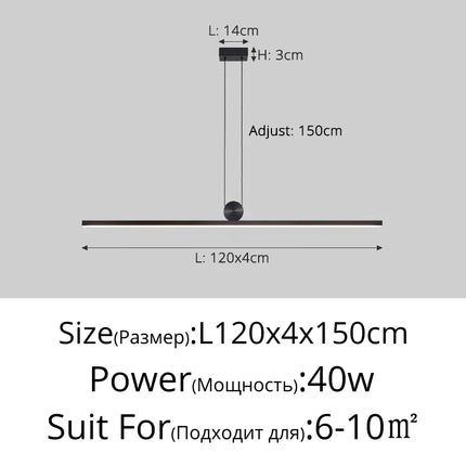 Suspension LED Minimaliste Moderne en Métal, Luminaire Suspendu pour Table et Bar