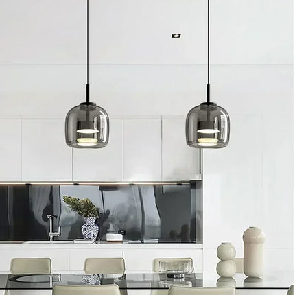 Suspension LED en verre design nordique, lumière chaude ambiance cosy