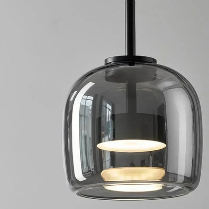 Suspension LED en verre design nordique, lumière chaude ambiance cosy
