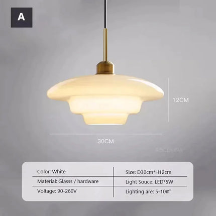 Suspension LED en verre design nordique, lumière chaude ambiance cosy