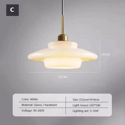 Suspension LED en verre design nordique, lumière chaude ambiance cosy