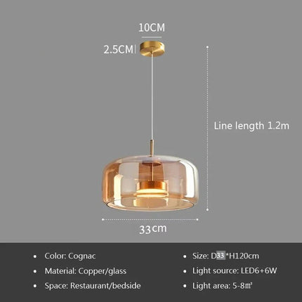 Suspension LED en verre design nordique, lumière chaude ambiance cosy
