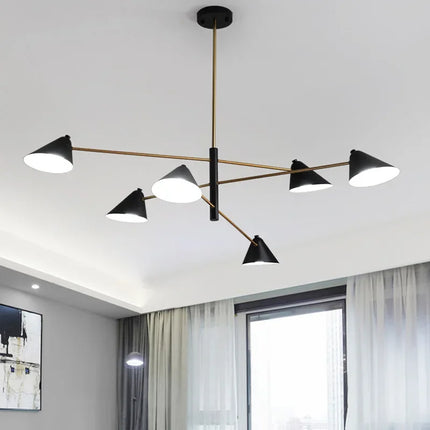 Suspension Lustre LED Moderne Noir en Aluminium pour Salon et Salle à Manger