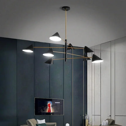 Suspension Lustre LED Moderne Noir en Aluminium pour Salon et Salle à Manger