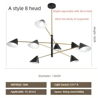 Suspension Lustre LED Moderne Noir en Aluminium pour Salon et Salle à Manger