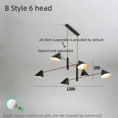 Suspension Lustre LED Moderne Noir en Aluminium pour Salon et Salle à Manger