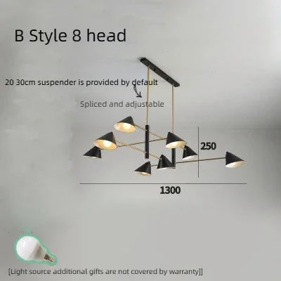 Suspension Lustre LED Moderne Noir en Aluminium pour Salon et Salle à Manger