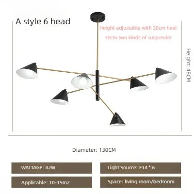 Suspension Lustre LED Moderne Noir en Aluminium pour Salon et Salle à Manger