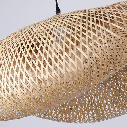Suspension LED en rotin tressé main, style vintage pour café et bar, douille E27/E26