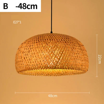 Suspension LED en rotin tressé main, style vintage pour café et bar, douille E27/E26