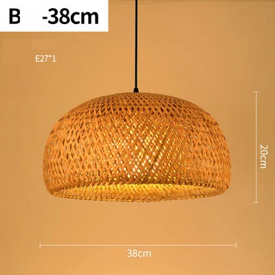 Suspension LED en rotin tressé main, style vintage pour café et bar, douille E27/E26