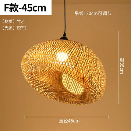 Suspension LED en rotin tressé main, style vintage pour café et bar, douille E27/E26