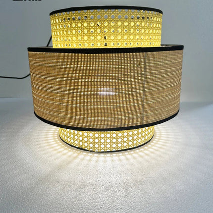 Suspension rotin tissée main Wabi-Sabi japonaise, lumière chaleureuse pour salle à manger et chambre