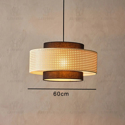 Suspension rotin tissée main Wabi-Sabi japonaise, lumière chaleureuse pour salle à manger et chambre