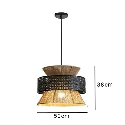Suspension rotin tissée main Wabi-Sabi japonaise, lumière chaleureuse pour salle à manger et chambre