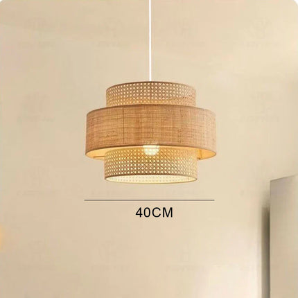 Suspension rotin tissée main Wabi-Sabi japonaise, lumière chaleureuse pour salle à manger et chambre