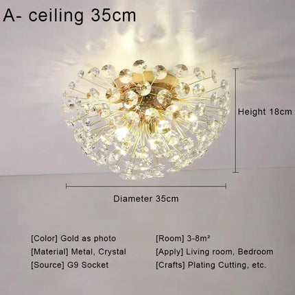Suspension LED en cristal nordique moderne G9 pour intérieur élégant