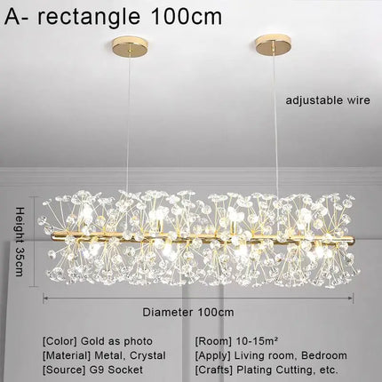 Suspension LED en cristal nordique moderne G9 pour intérieur élégant