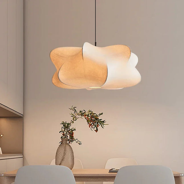 Suspension Plafonnier Japonais en Soie LED, Ambiance Chaleureuse pour Salon, Bar ou Boutique
