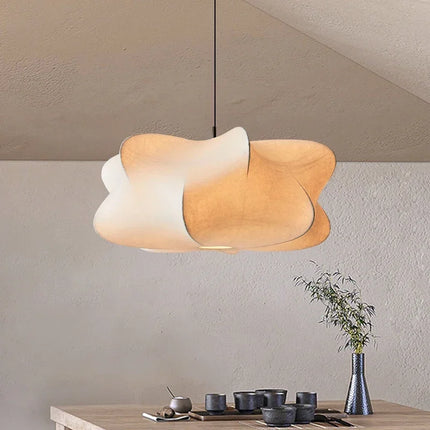 Suspension Plafonnier Japonais en Soie LED, Ambiance Chaleureuse pour Salon, Bar ou Boutique