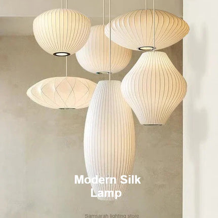 Suspension moderne en soie blanche, lustre LED pour salon et hôtel