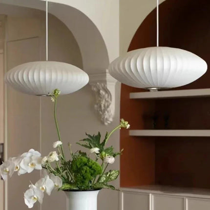 Suspension moderne en soie blanche, lustre LED pour salon et hôtel