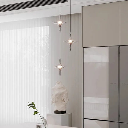 Suspension lustre cristal luxe design moderne en métal, lumière chaleureuse