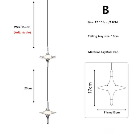 Suspension lustre cristal luxe design moderne en métal, lumière chaleureuse