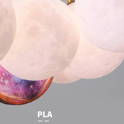Suspension LED design nordique planètes et lune en métal, lumière chaude