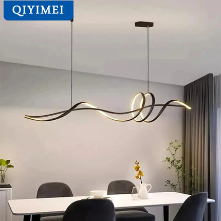 Suspension LED moderne en aluminium blanc pour salon et salle à manger
