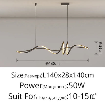 Suspension LED moderne en aluminium blanc pour salon et salle à manger