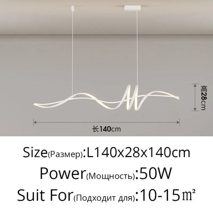 Suspension LED moderne en aluminium blanc pour salon et salle à manger