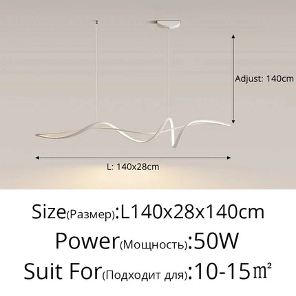 Suspension LED moderne en aluminium blanc pour salon et salle à manger