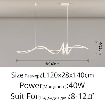Suspension LED moderne en aluminium blanc pour salon et salle à manger
