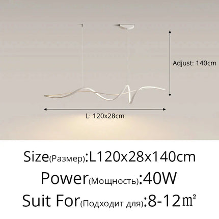 Suspension LED moderne en aluminium blanc pour salon et salle à manger