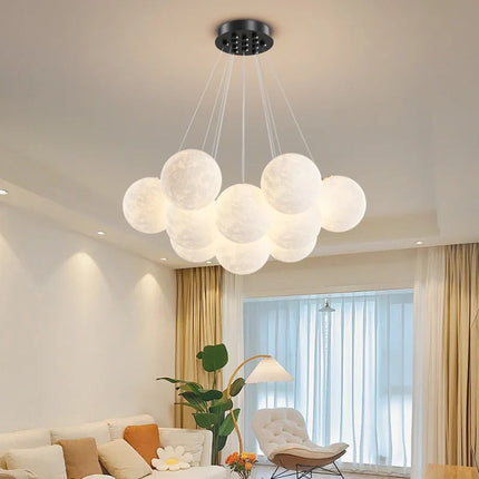 Suspension moderne en aluminium avec éclairage 3D lune et télécommande