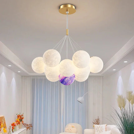 Suspension moderne en aluminium avec éclairage 3D lune et télécommande