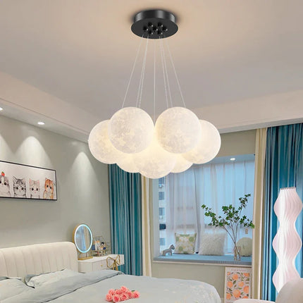 Suspension moderne en aluminium avec éclairage 3D lune et télécommande