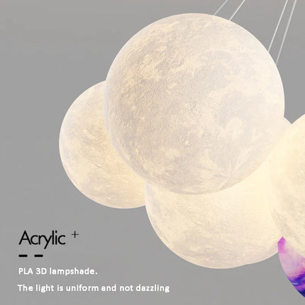 Suspension moderne en aluminium avec éclairage 3D lune et télécommande