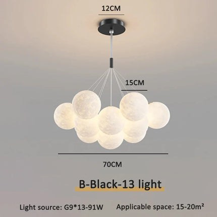 Suspension moderne en aluminium avec éclairage 3D lune et télécommande