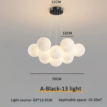 Suspension moderne en aluminium avec éclairage 3D lune et télécommande