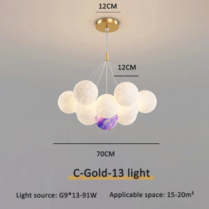 Suspension moderne en aluminium avec éclairage 3D lune et télécommande