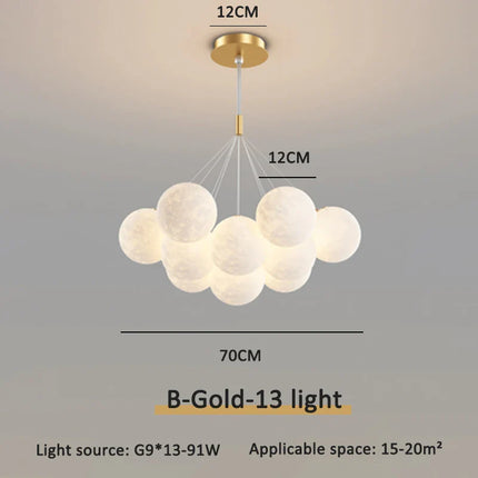 Suspension moderne en aluminium avec éclairage 3D lune et télécommande