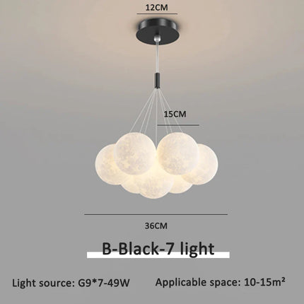 Suspension moderne en aluminium avec éclairage 3D lune et télécommande