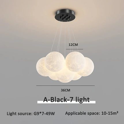 Suspension moderne en aluminium avec éclairage 3D lune et télécommande